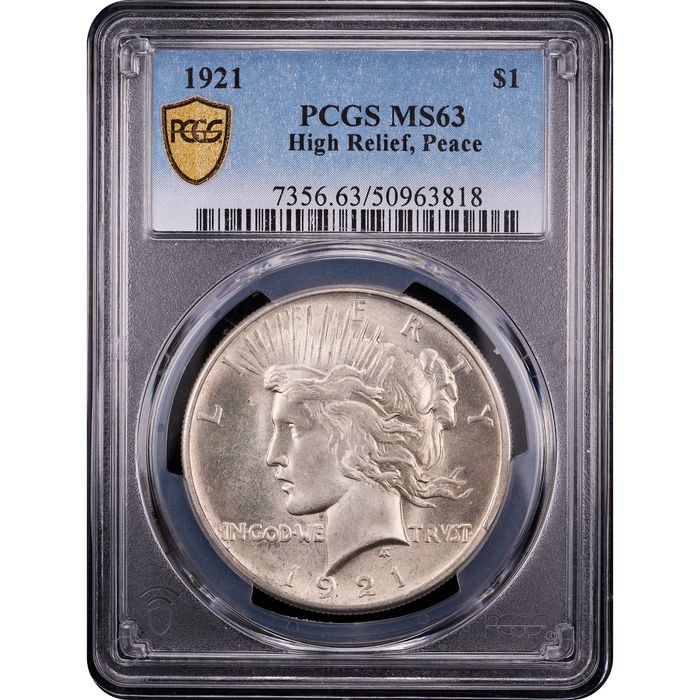 1921 High Relief Peace Dollar ($1) Obverse Slab Image