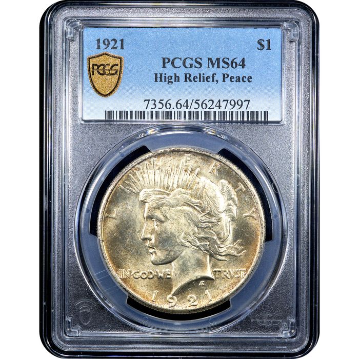 1921 High Relief Peace Dollar ($1) Obverse Slab Image