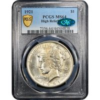 1921 High Relief Peace Dollar ($1) Obverse Image