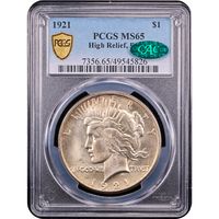 1921 High Relief Peace Dollar ($1) Obverse Slab Image