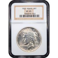 1921 Peace Dollar ($1) High Relief Obverse Slab Image