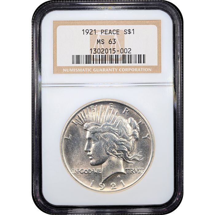 1921 Peace Dollar ($1) High Relief Obverse Slab Image