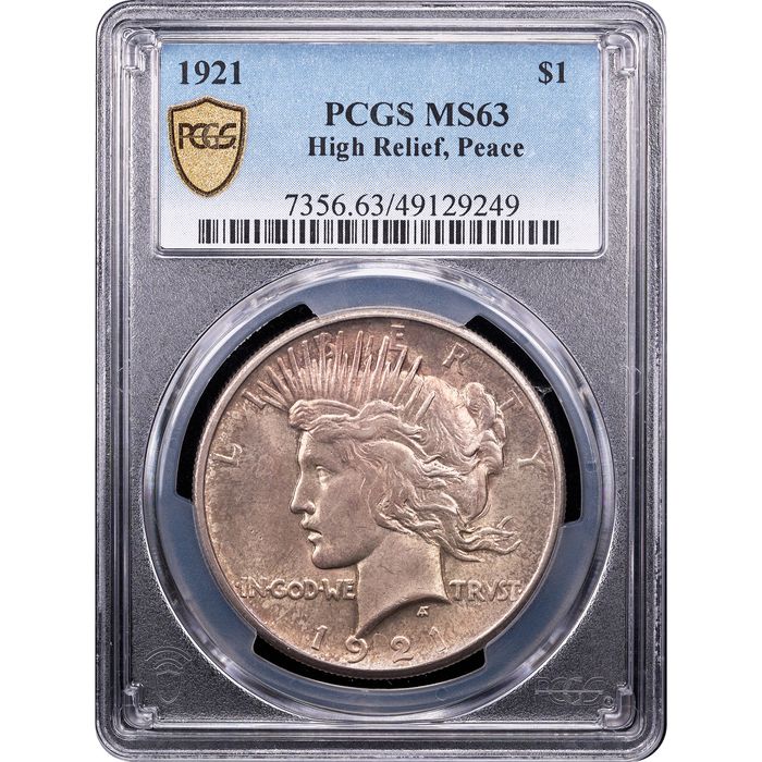 1921 Peace Dollar ($1) High Relief Obverse Slab Image