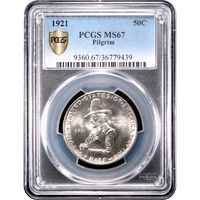 1921 Pilgrim Commemorative Half Dollar (50c) Obverse Slab Image