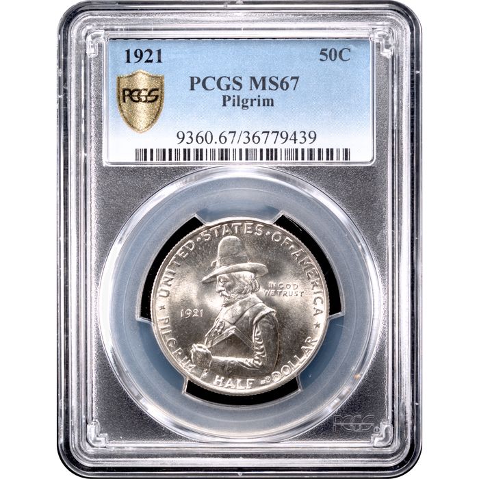 1921 Pilgrim Commemorative Half Dollar (50c) Obverse Slab Image