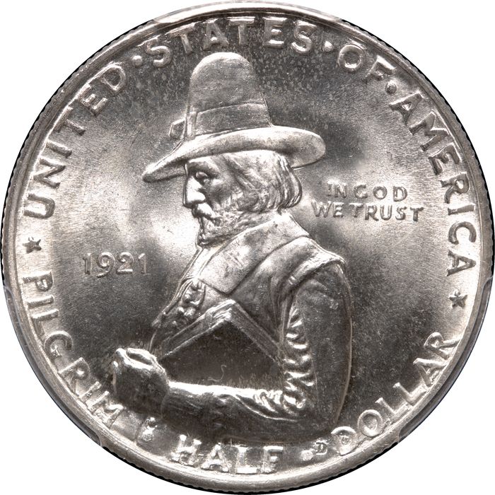 1921 Pilgrim Commemorative Half Dollar (50c) Obverse Image