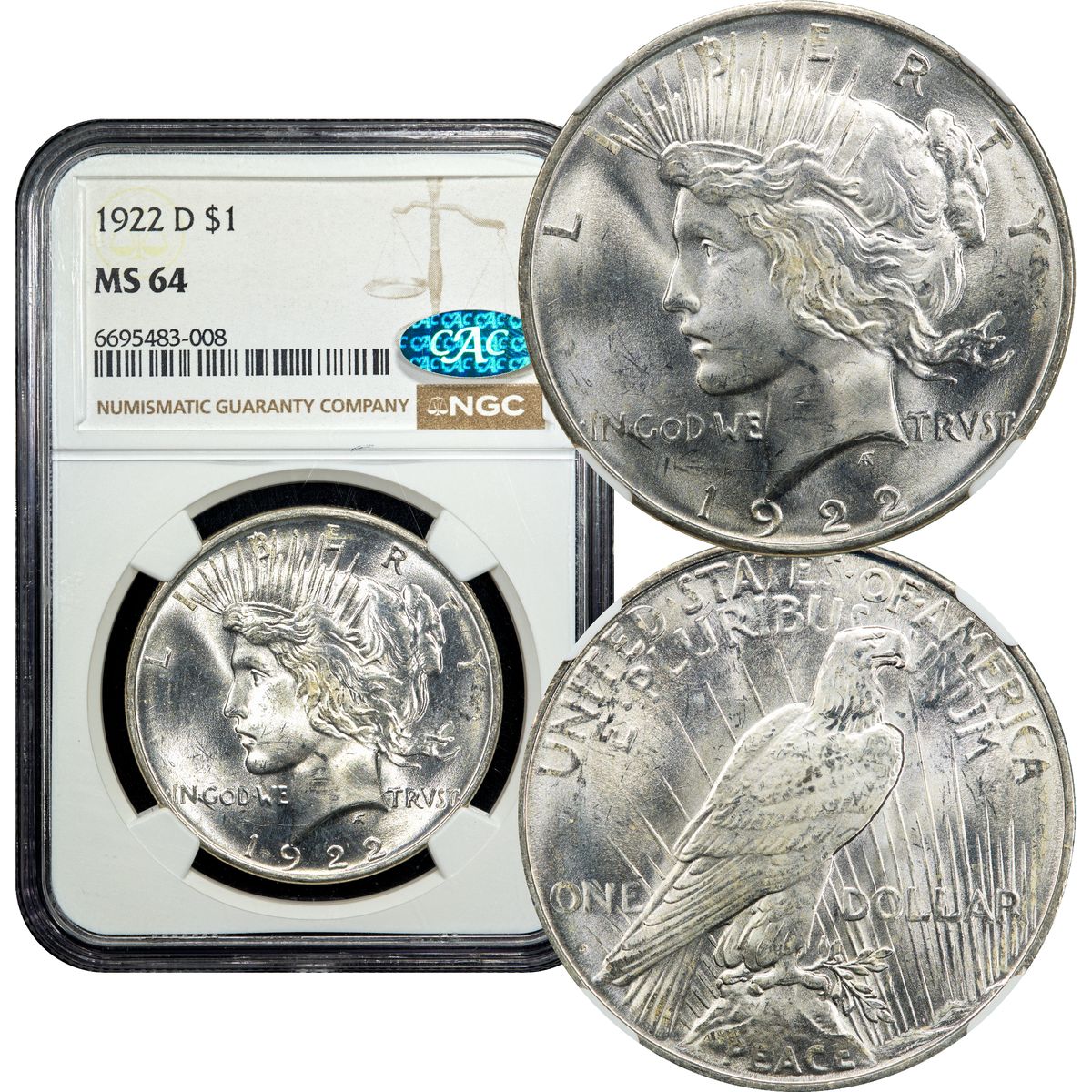 1922-D Peace Dollar $1 NGC MS64 CAC