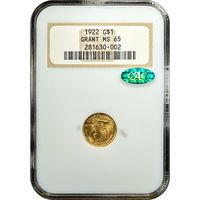 1922 Grant No Star Commem Gold Dollar ($1) Obverse Image