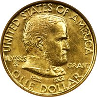 1922 Grant No Star Commem Gold Dollar ($1) Photo 3