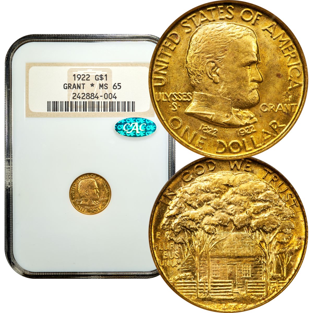 1922 Grant with Star Commem Gold Dollar $1 NGC MS65 CAC