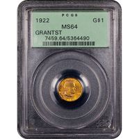 1922 Grant with Star Gold Dollar (G$1) OGH Obverse Slab Image