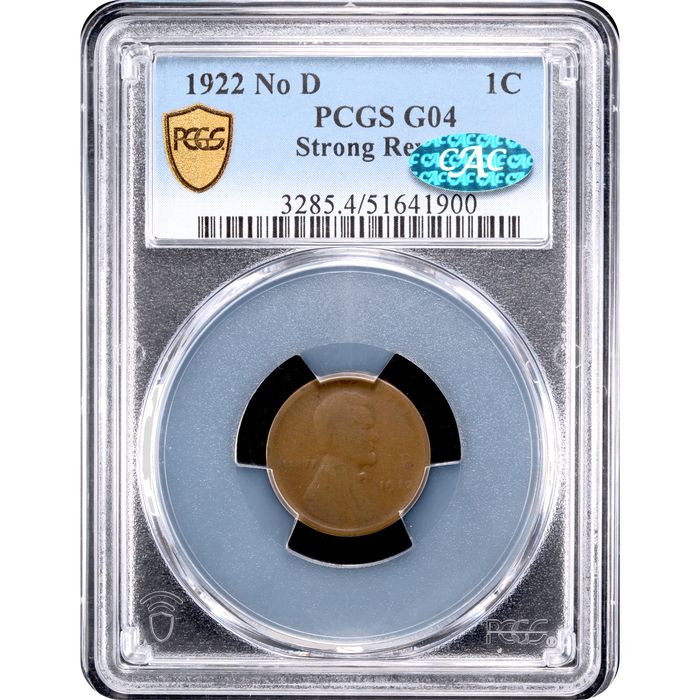 1922 No D Lincoln Cent (1c) Obverse Slab Image