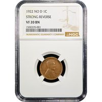 1922 No D Lincoln Cent (1c) Strong Reverse Obverse Image