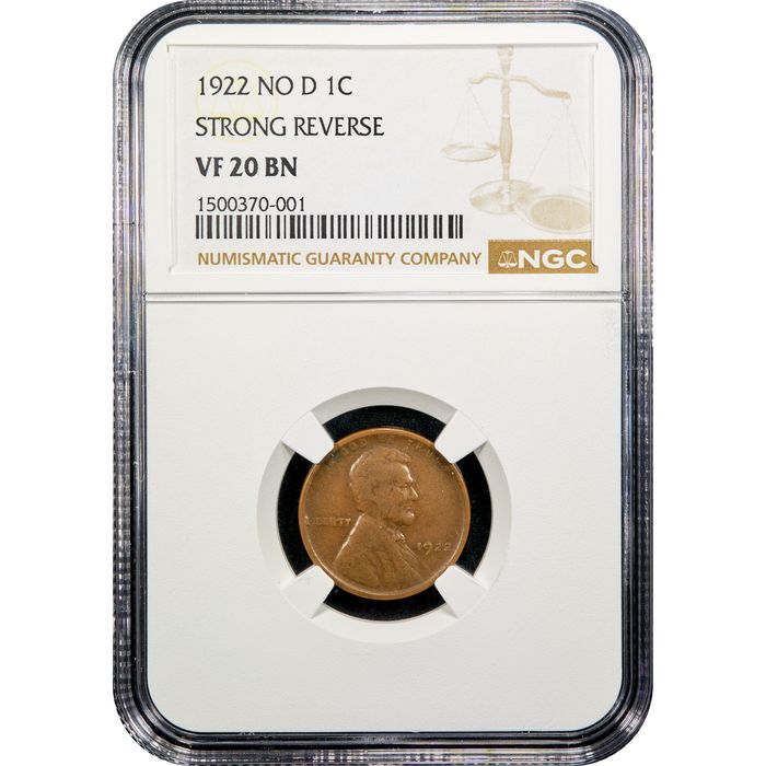 1922 No D Lincoln Cent (1c) Strong Reverse Obverse Image