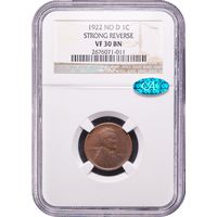 1922 No D Lincoln Cent (1c) Strong Reverse Obverse Image