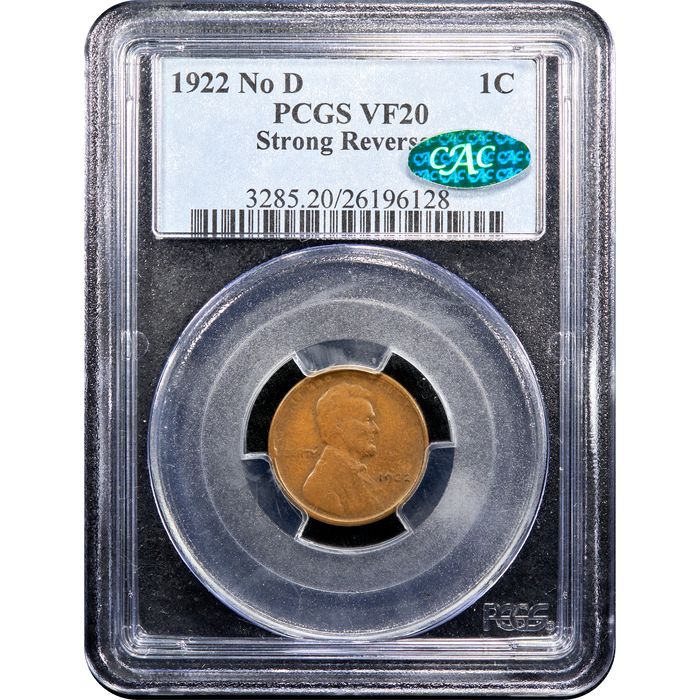 1922 No D Lincoln Cent (1c) Strong Reverse Obverse Image