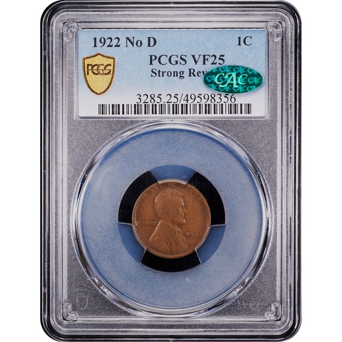 1922 No D Lincoln Cent (1c) Strong Reverse Obverse Image