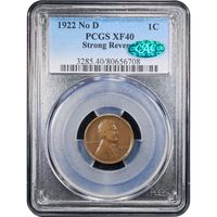 1922 No D Lincoln Cent (1c) Strong Reverse Obverse Slab Image