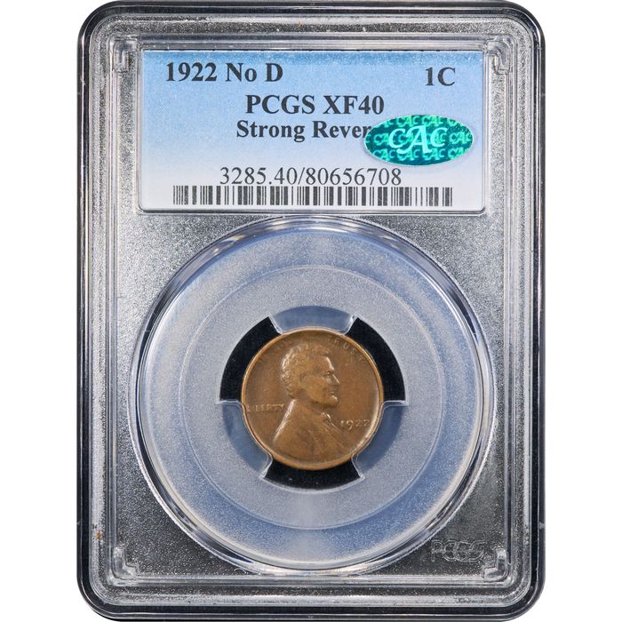 1922 No D Lincoln Cent (1c) Strong Reverse Obverse Slab Image
