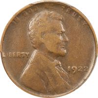 1922 No D Lincoln Cent (1c) Strong Reverse Obverse Image