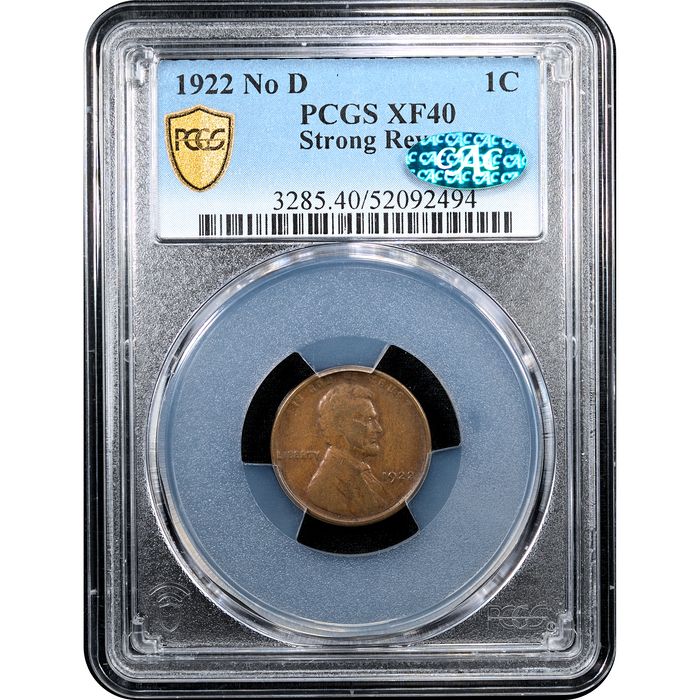 1922 No D Strong Reverse Lincoln Cent (1c) Obverse Slab Image