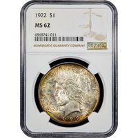 1922 Peace Dollar ($1) Rainbow Toner Obverse Image