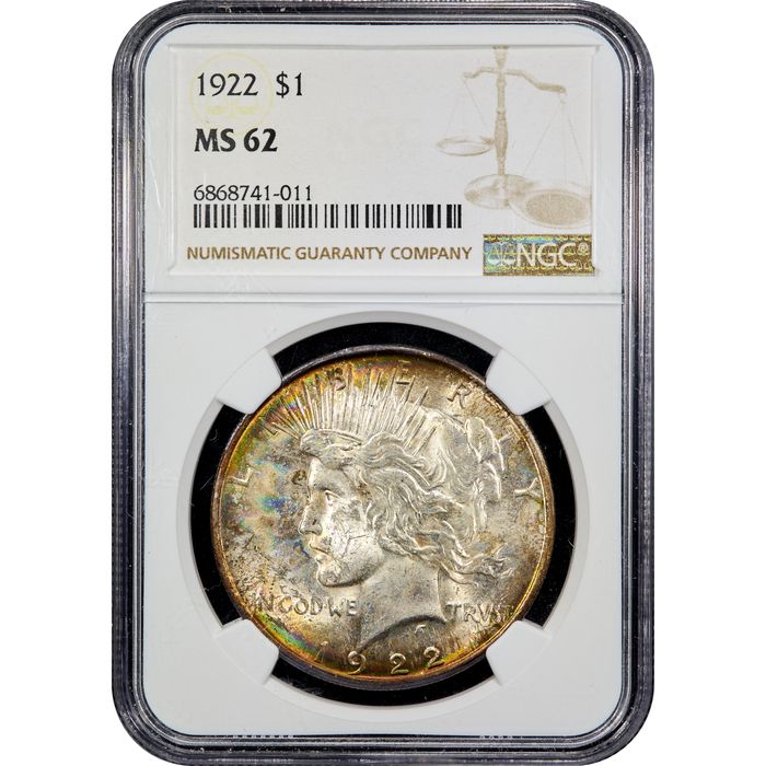 1922 Peace Dollar ($1) Rainbow Toner Obverse Image