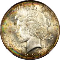 1922 Peace Dollar ($1) Rainbow Toner Photo 3