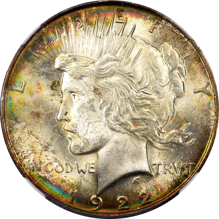 1922 Peace Dollar ($1) Rainbow Toner Photo 3
