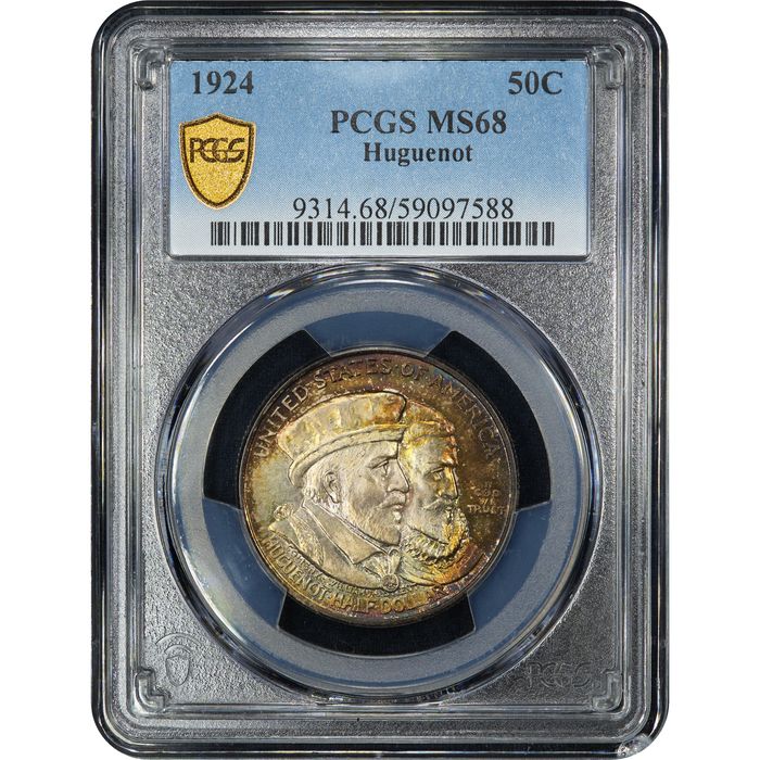 1924 Huguenot Commem Half Dollar (50c) Obverse Slab Image