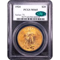 1924 Saint-Gaudens Gold Double Eagle ($20) Obverse Slab Image