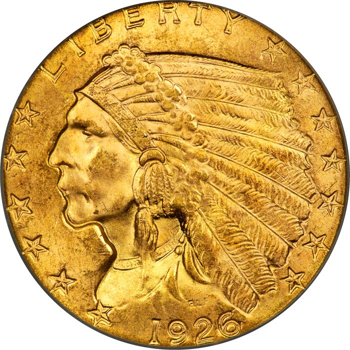 1926 Indian Gold Quarter Eagle ($2.50) OGH Photo 3