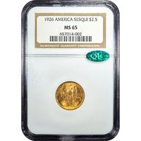 1926 Sesquicentennial Commem Gold Quarter Eagle ($2.50) Obverse Image