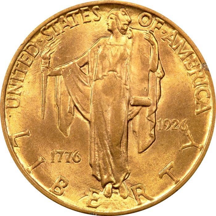 1926 Sesquicentennial Commemorative Gold Quarter Eagle ($2.50) Rattler Obverse Image