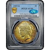 1927-S Peace Dollar ($1) Rainbow Toner Obverse Image