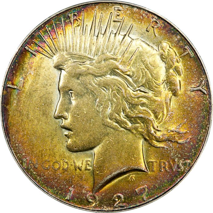 1927-S Peace Dollar ($1) Rainbow Toner Photo 3