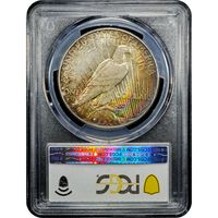 1927-S Peace Dollar ($1) Rainbow Toner Reverse Image