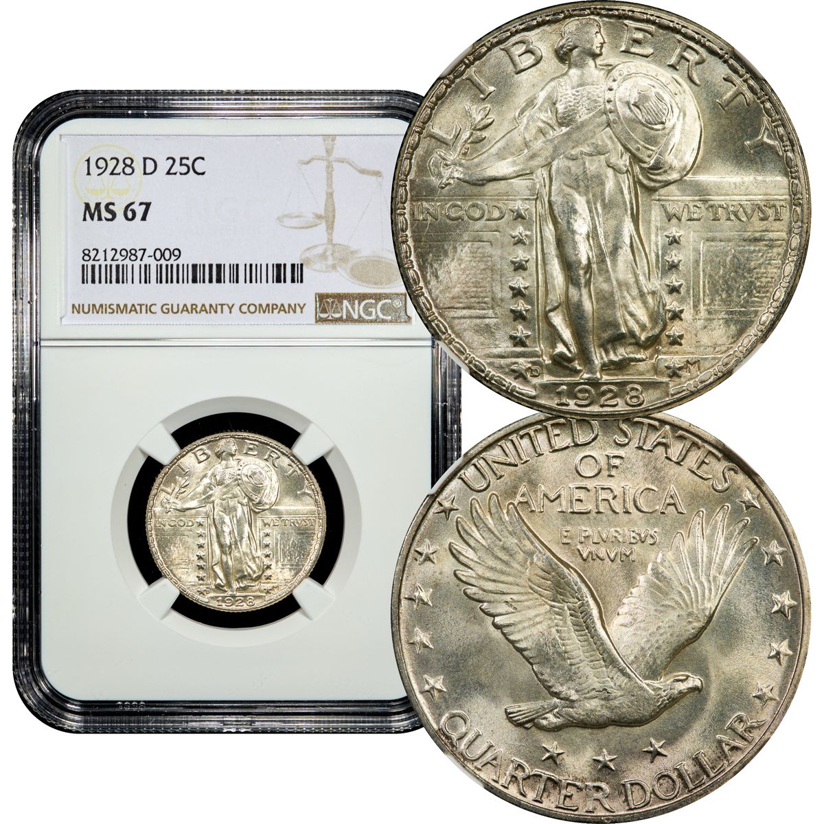 1928-D Standing Liberty Quarter 25c NGC MS67