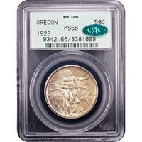 1928 Oregon Commemorative Half Dollar (50c) OGH Obverse Image