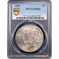 1928 Peace Dollar ($1) Obverse Slab Image