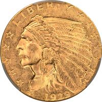 1929 Indian Gold Quarter Eagle ($2.50) Obverse Image