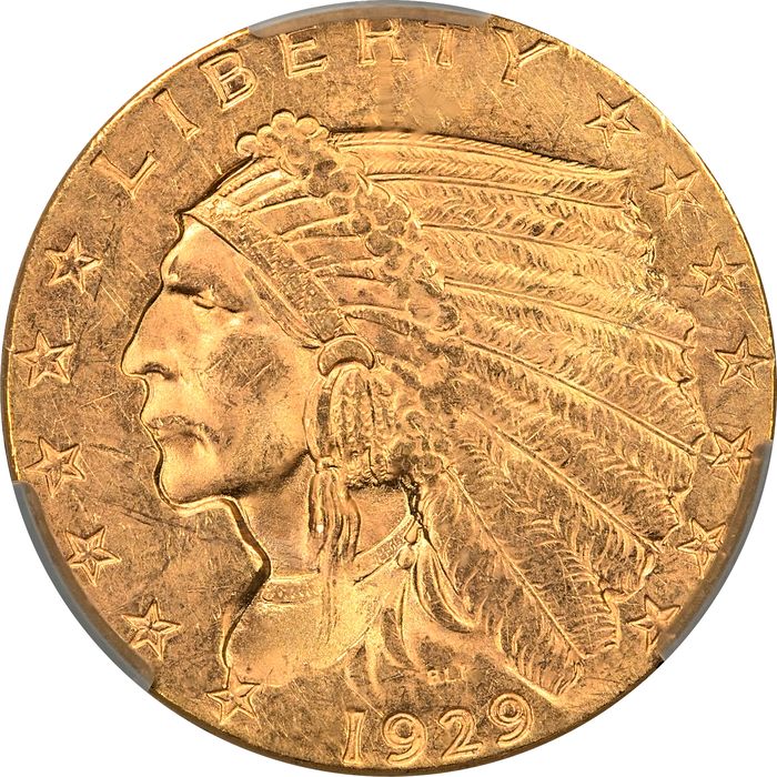 1929 Indian Gold Quarter Eagle ($2.50) Obverse Image