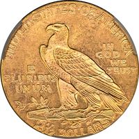 1929 Indian Gold Quarter Eagle ($2.50) Reverse Image