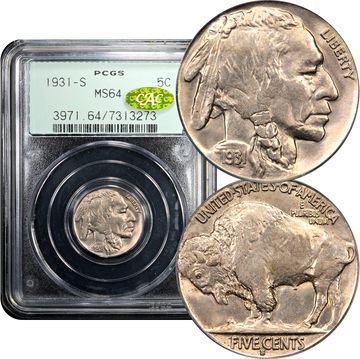 1931-S Buffalo Nickel (5c) OGH Composite Image