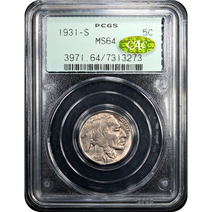 1931-S Buffalo Nickel (5c) OGH Obverse Slab Image