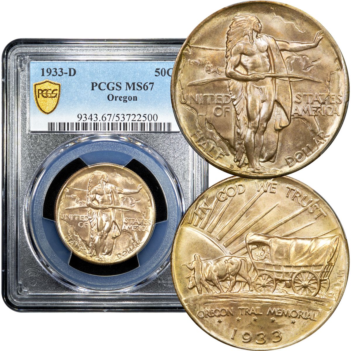 1933-D Oregon Commem Half Dollar 50c PCGS MS67