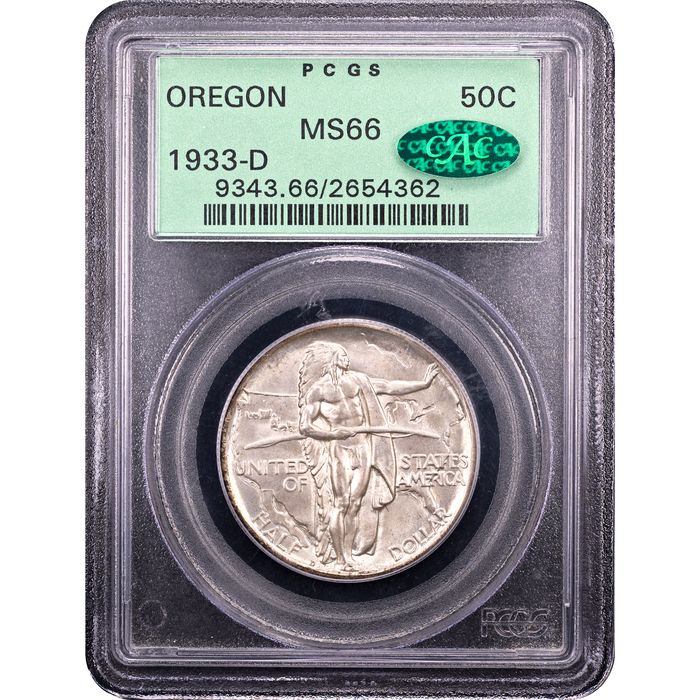 1933-D Oregon Commemorative Half Dollar (50c) Obverse Slab Image