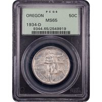 1934-D Oregon Commemorative Half Dollar (50c) OGH Obverse Slab Image