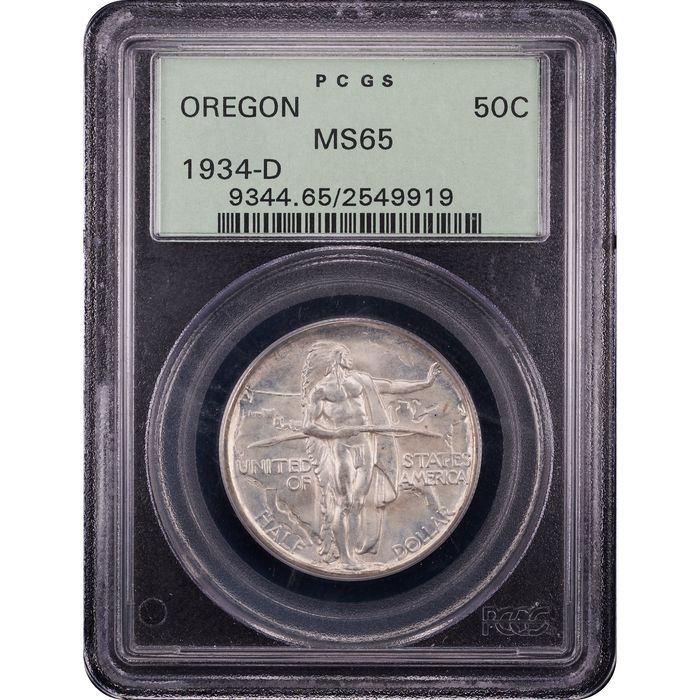 1934-D Oregon Commemorative Half Dollar (50c) OGH Obverse Slab Image