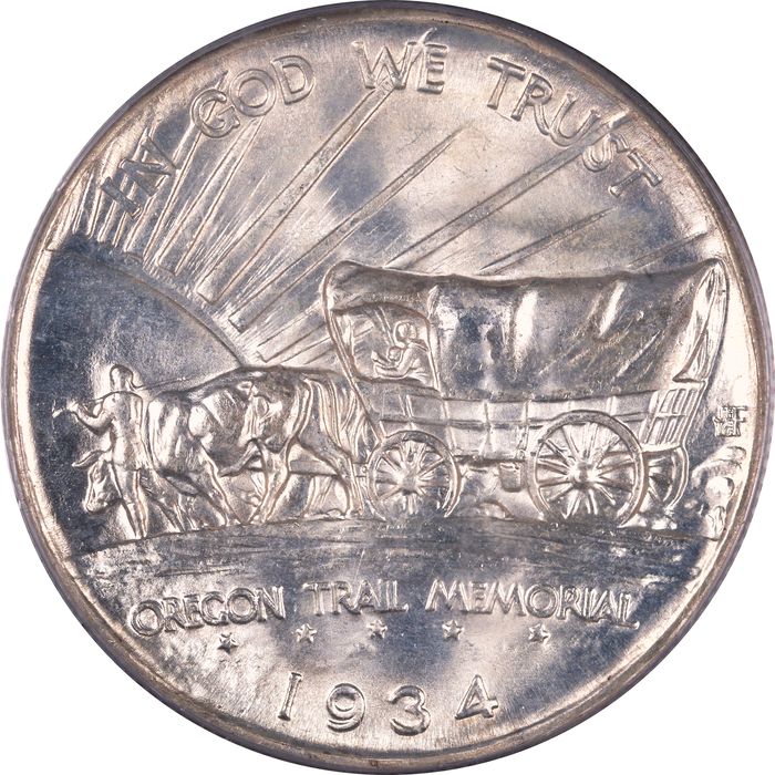 1934-D Oregon Commemorative Half Dollar (50c) OGH Reverse Image
